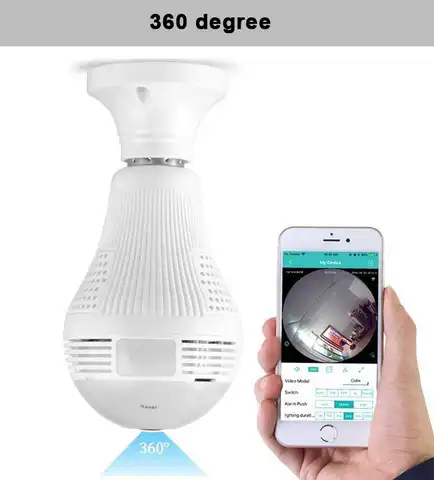 CCTV WIFI nanny bulb camera Panoramic HD Indoor Security Camera Night Vision WiFi Connectivity Built-in