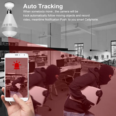 CCTV WIFI nanny bulb camera Panoramic HD Indoor Security Camera Night Vision WiFi Connectivity Built-in