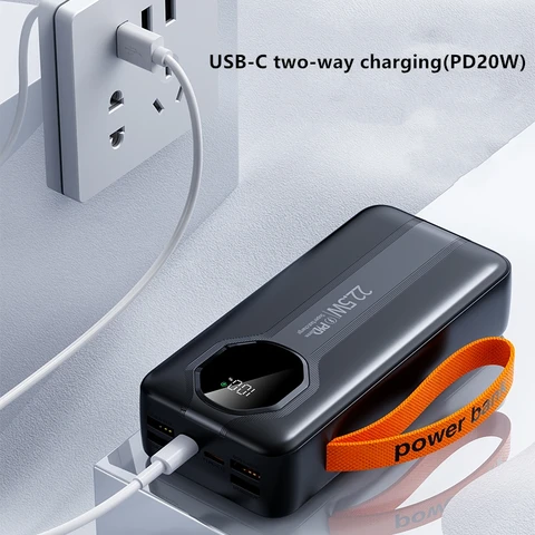 30,000mAh super fast charging powerbank high capacity &high quality actual capacity portable pocket size powerbank for traveling ,4usb output port-black