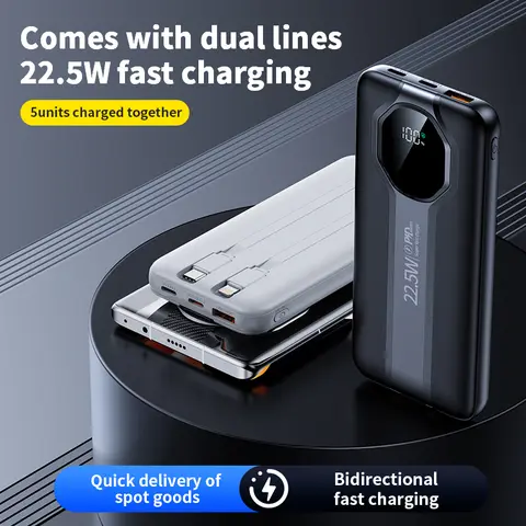 30,000mAh super fast charging powerbank high capacity &high quality actual capacity portable pocket size powerbank for traveling ,4usb output port-black