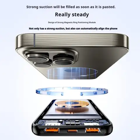 30,000mAh wireless powerbank super fast charging powerbank high capacity &high quality actual capacity portable pocket size for traveling , with  inbuilt 4 charging cables & wireless charging function
