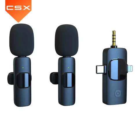 3 in 1 Wireless Microphone for iPhone, Camera, Android, iPad, Mini Microphone, USB C Microphone, iPhone Mic, 2.4G Ultra-Low Delay, Microphone for Video Recording/Vlog/TikTok/YouTube/Interview