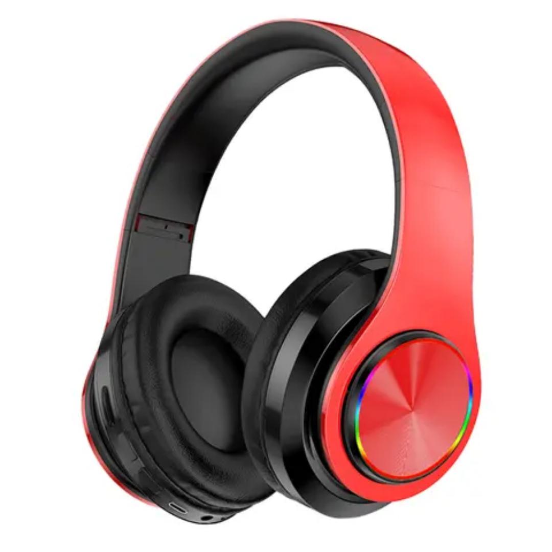 Wireless headset Bluetooth Headphone (red)  Extra Bass Wireless Headset Colorful LED Light Headphones (black)