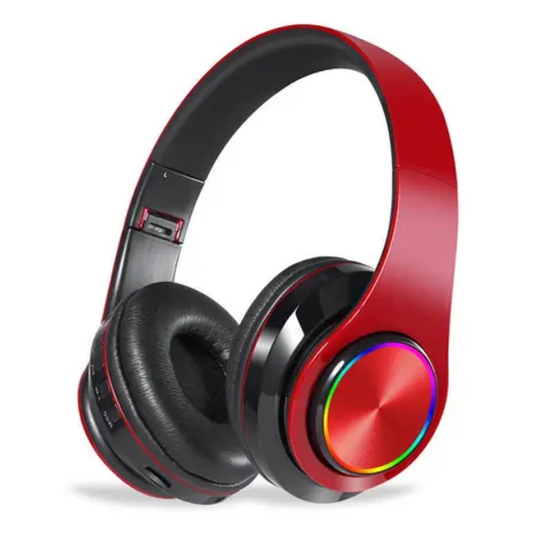 Wireless headset Bluetooth Headphone (red)  Extra Bass Wireless Headset Colorful LED Light Headphones (black)