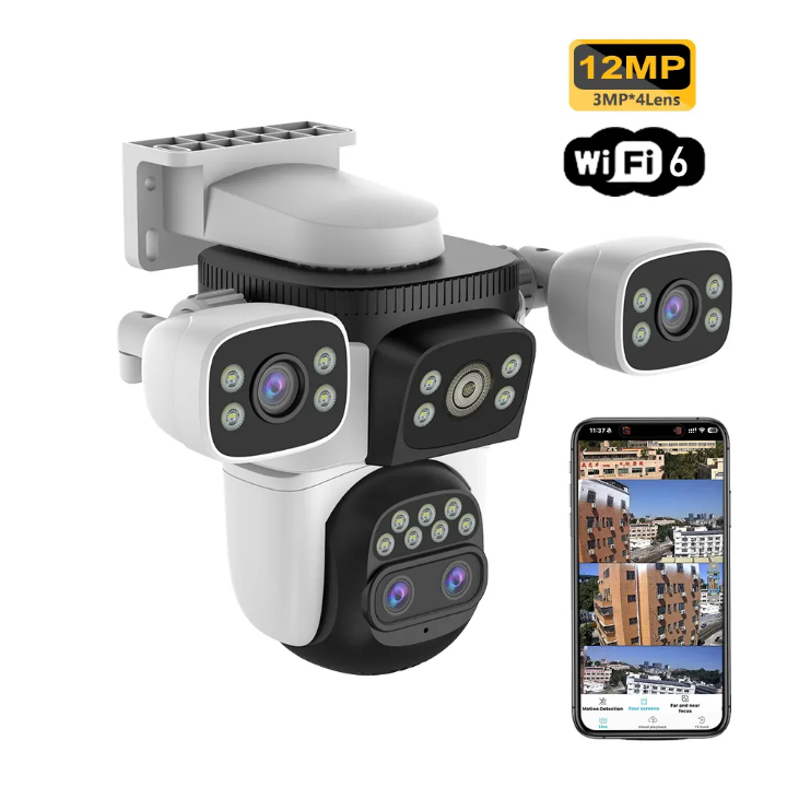 4 Lenses CCTV CAMERA Wifi CCTV camera with 4 real screens view CCTV WIFI CAMERA with motion tracking, two way communication, night vision, inbuilt siren, waterproof,easy installation,HD video quality