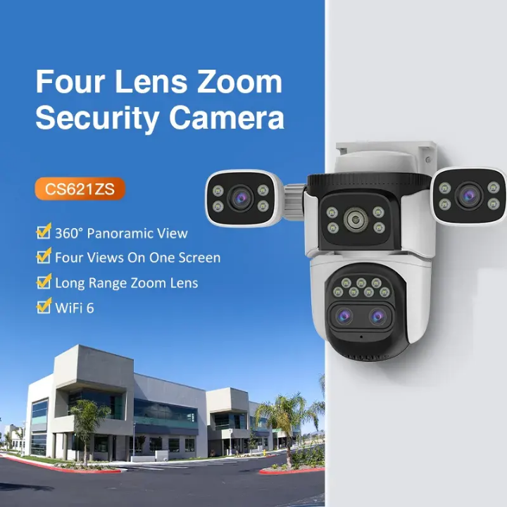 4 Lenses CCTV CAMERA Wifi CCTV camera with 4 real screens view CCTV WIFI CAMERA with motion tracking, two way communication, night vision, inbuilt siren, waterproof,easy installation,HD video quality