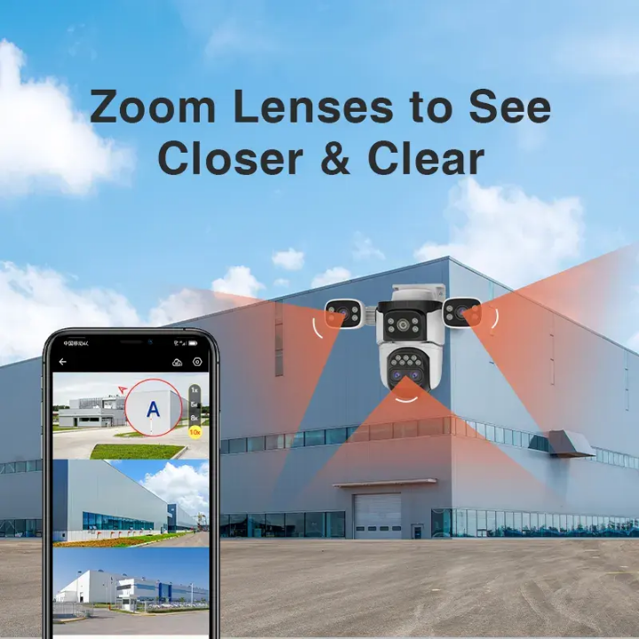 4 Lenses CCTV CAMERA Wifi CCTV camera with 4 real screens view CCTV WIFI CAMERA with motion tracking, two way communication, night vision, inbuilt siren, waterproof,easy installation,HD video quality