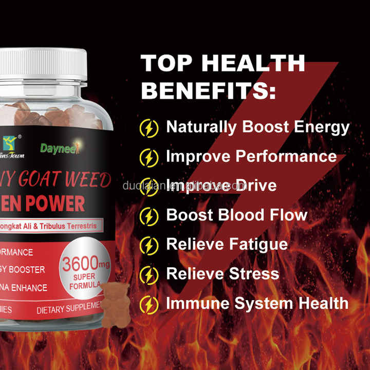 Horny Goat Weed Gummies for Men (3600mg) | Dietary Supplement for Libido, Erection, Testosterone, Stamina, Endurance, and Sexual Performance