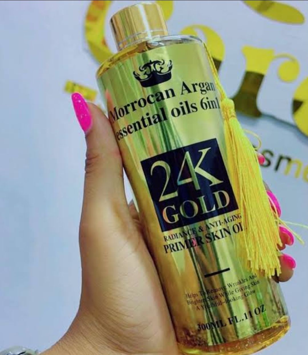 Moroccan Argan Oil Essential Oil 6 in1 Gold Radiance & Anti-Aging Primer Oil Helps to Remove Wrinkles Brightens Skin