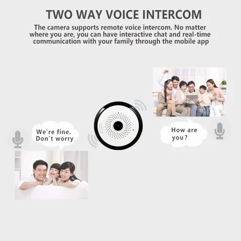 Small CCTV CAMERA HIDDEN WIRELESS CAMERA 3MP Wifi Panorama Camera 3MP Security Camera 360 Degree Panoramic Fisheye IP Camera Night Vision Cctv Surveillance Camera, motion detection, 2way audio,HD vide