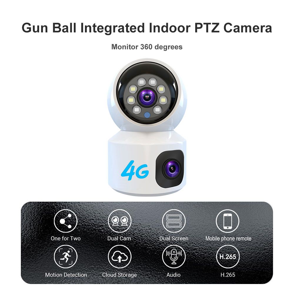 4G Dual lens CCTV camera wireless CCTV camera with 2 recording lens This Double Lens PTZ Bulb 4G camera can be used to monitor two activities simultaneouslyDual Lens V380 Smart Indoor Camera HD Wirele