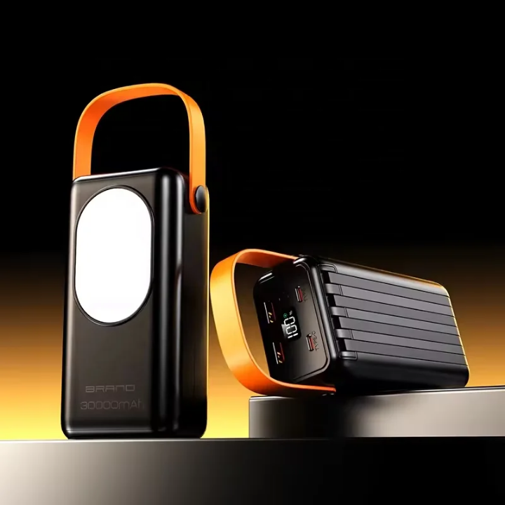 30000mAh fast charging powerbank large capacity with inbuilt charging cables fast charging powerbank with emergency flashlight large capacity powerbank large capacity fast charging powerbank