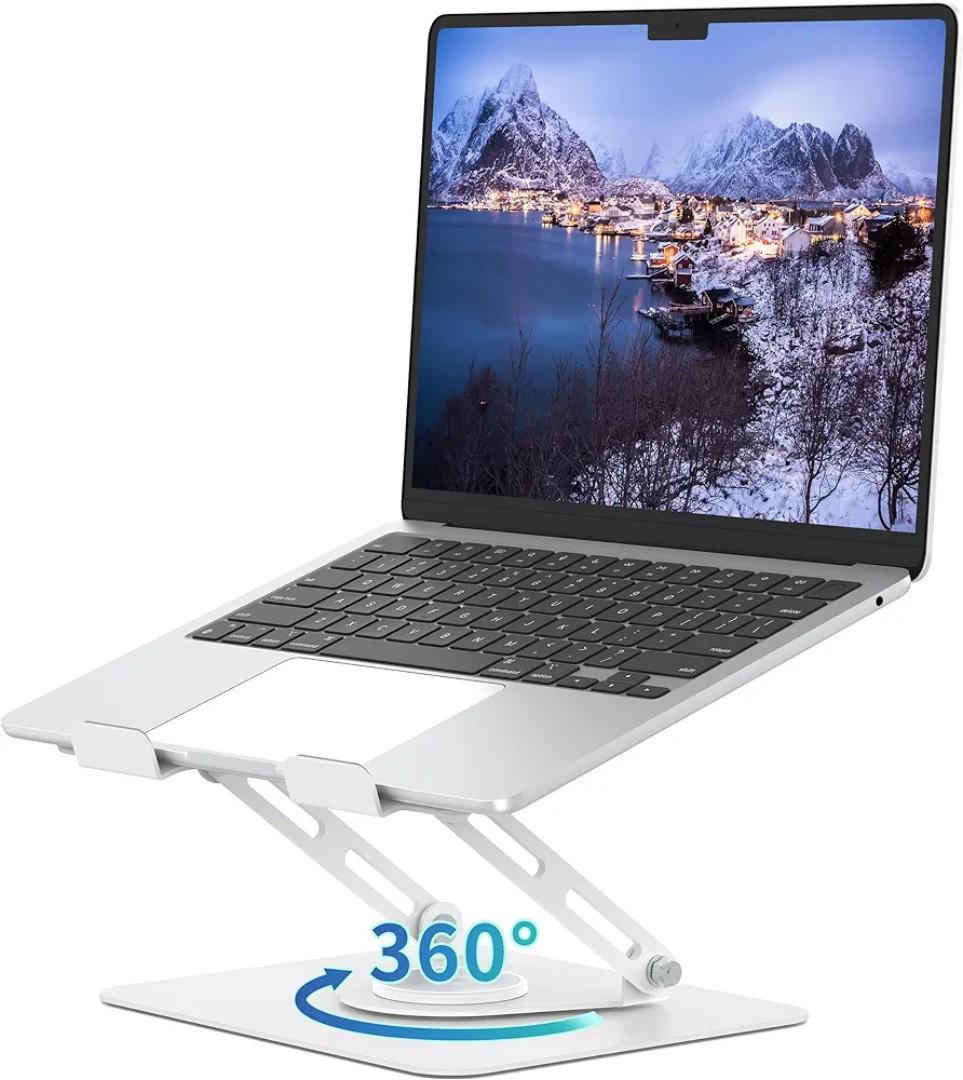 Adjustable Laptop Stand for Desk, Metal Foldable Laptop Riser, Portable Laptop Holder, Ventilated Cooling Computer Notebook Stand Compatible with 10-17.3” Laptopsfirm, stable, sturdy strong comfort W