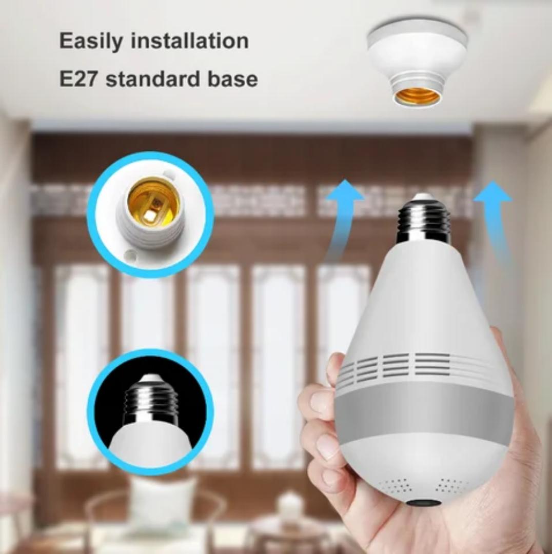 CCTV WIFI BULB CAMERA FULL HD WIDE ANGLE 1080P CAMERA WITH MOTION DETECTION, 2WAY COMMUNICATION, SUPPORT SD AND CLOUD STORAGE, SENDS NOTIFICATIONS UPON DETECTING MOTION, ALARM FUNCTION,EASY INSTALLATI