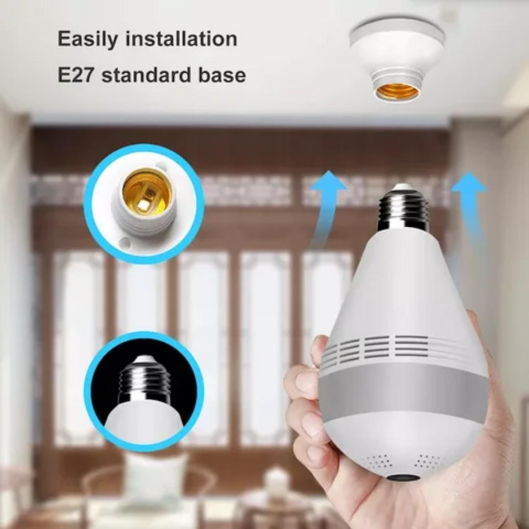 CCTV WIFI BULB CAMERA FULL HD WIDE ANGLE 1080P CAMERA WITH MOTION DETECTION, 2WAY COMMUNICATION, SUPPORT SD AND CLOUD STORAGE, SENDS NOTIFICATIONS UPON DETECTING MOTION, ALARM FUNCTION,EASY INSTALLATI