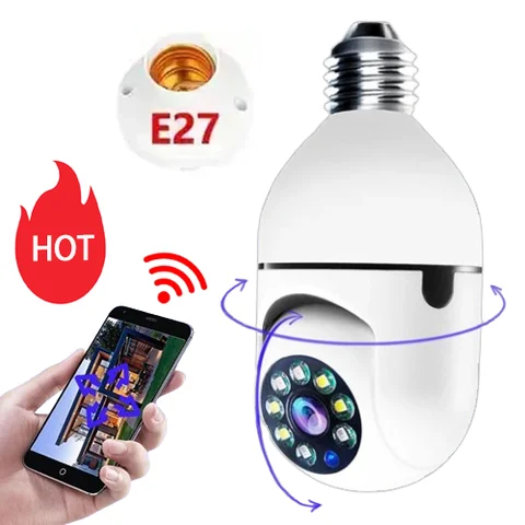 CCTV WIFI BULB CAMERA PTZ FULL HD 360 ANGLE 1080P CAMERA,MOTION DETECTION, 2WAY COMMUNICATION, SUPPORT SD AND CLOUD STORAGE, SENDS NOTIFICATIONS UPON DETECTING MOTION, ALARM FUNCTION 360° rotation