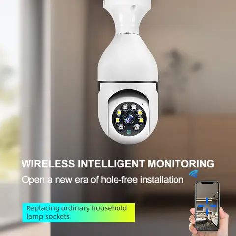 CCTV WIFI BULB CAMERA PTZ FULL HD 360 ANGLE 1080P CAMERA,MOTION DETECTION, 2WAY COMMUNICATION, SUPPORT SD AND CLOUD STORAGE, SENDS NOTIFICATIONS UPON DETECTING MOTION, ALARM FUNCTION 360° rotation