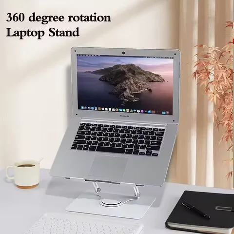 Adjustable Laptop Stand for Desk, Metal Foldable Laptop Riser, Portable Laptop Holder, Ventilated Cooling Computer Notebook Stand Compatible with 10-17.3” Laptopsfirm, stable, sturdy strong comfort W