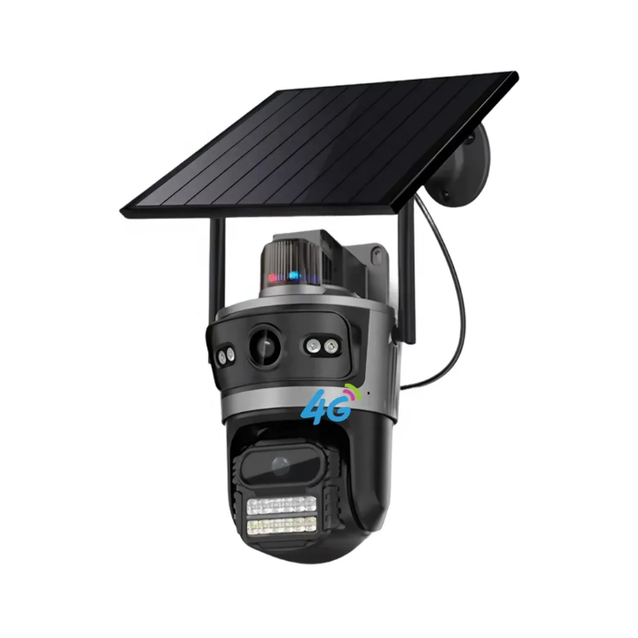 4G dual lens Solar CCTV camera simcard data for wireless connection 8MP Dual lens outdoor waterproof 4G camera ICSEE app  solar 4G CCTV  with motion tracking, siren, two way talk,360° communication