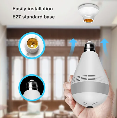1080P WiFi CCTV bulb camera High resolution video quality,360° wide angle, Motion detection, 2way communication, wireless surveillance,SD slot ,easy installation, alarm Function,text notifications cam
