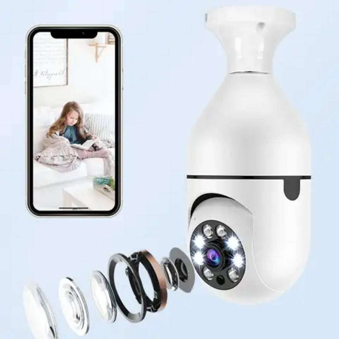 Wifi CCTV bulb camera 1080P 360° rotating security camera with motion detection, 2way communication, full color video mode,alarm,alerts notification on your phone,easy to install remote controlled cam