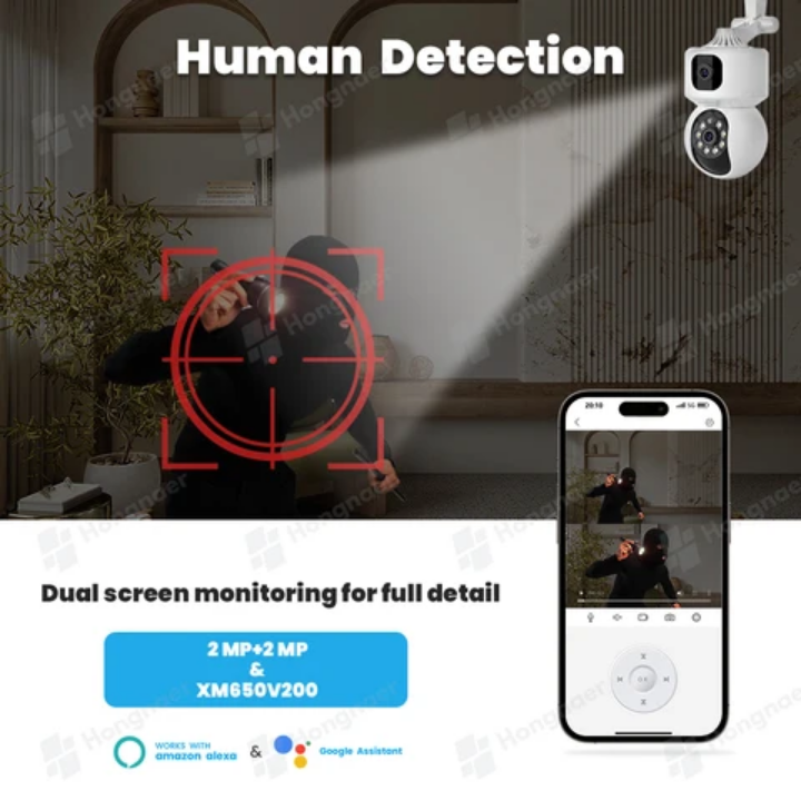 5MP Wifi CCTV camera 360° rotating security camera with motion detection, 2way communication, full color video mode,alarm,alerts notification on your phone,easy to install remote controlled camera