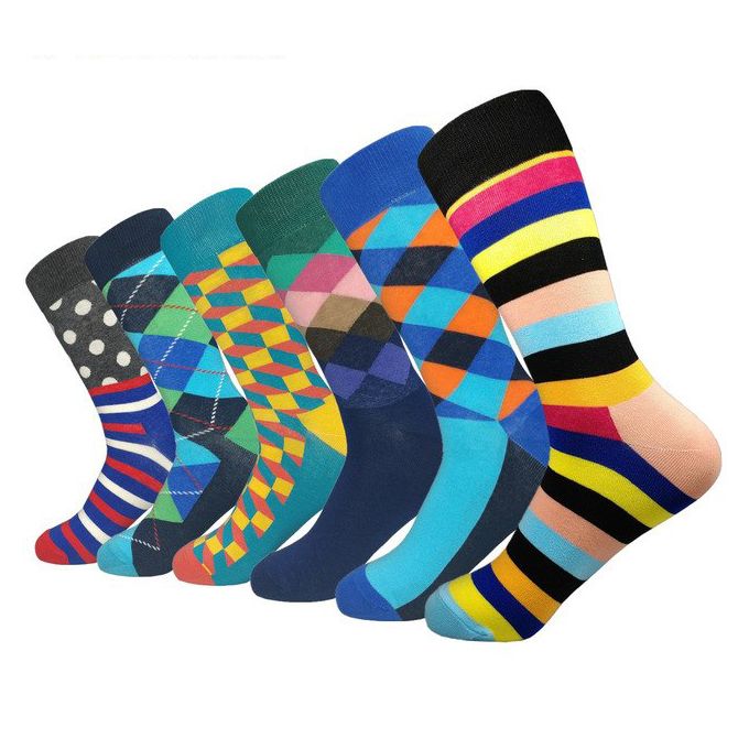 Fashion Happy Socks 6Pairs Set 100% Cotton Assorted colours.