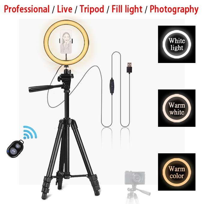 10 Inch LED Ring Light + 3120 Tripod + Remote