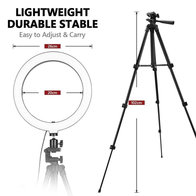 10 Inch LED Ring Light + 3120 Tripod + Remote