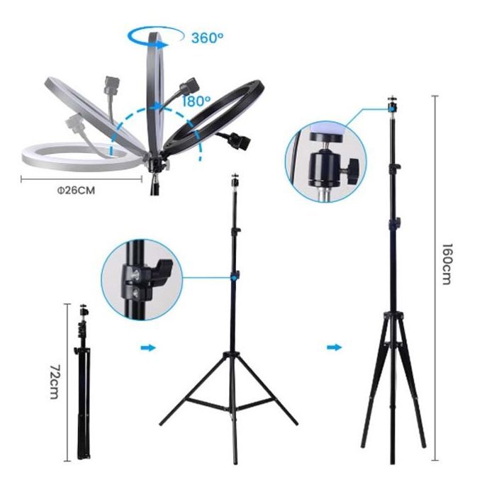Makeup Ring Light With Stand And Tripod Ring Bulb Light With Bluetooth