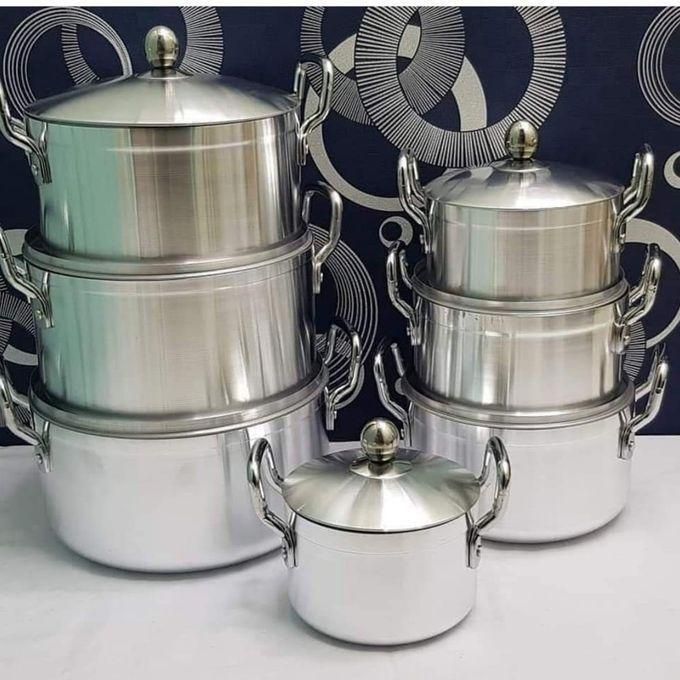 Heavy Duty 14pcs Stainless Cookware Pot Sufuria With Tight Lids And Silicone Spoons