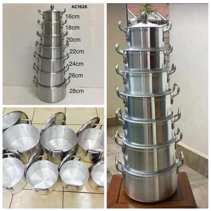 Heavy Duty 14pcs Stainless Cookware Pot Sufuria With Tight Lids And Silicone Spoons