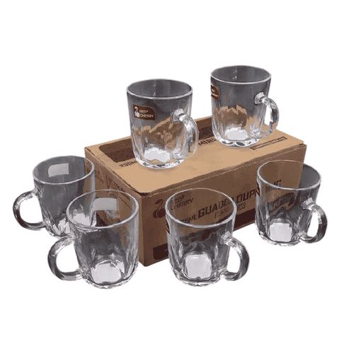 Nice One Set Of 6pcs 235ML High Quality Tea Coffee Milk Chai Glass Cup Mugs (ZB-23A GLASS CUP P)