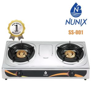 Nunix Two Burners Gas Stove+ 6KG Regulator + Pipe + Tightener