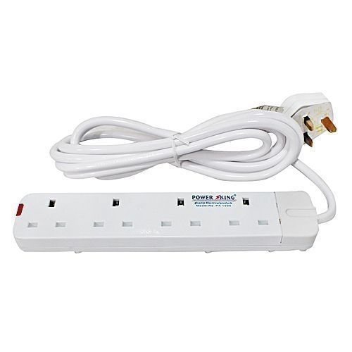 Power King Best 4 Way Power Extension With Long Cable - White