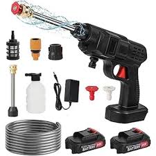 Rechargeable Portable High-Pressure Car Washing Machine – 2 Batteries, Cordless Power Washer for Car, Home, Garden, Bikes & Outdoor Cleaning, Adjustable Nozzle Jet Sprayer