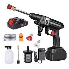 Rechargeable Portable High-Pressure Car Washing Machine – 2 Batteries, Cordless Power Washer for Car, Home, Garden, Bikes & Outdoor Cleaning, Adjustable Nozzle Jet Sprayer