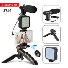 AY49 Video Making Kit with LED Light, Adjustable Tripod Stand, Wireless Remote, and Smartphone Holder – Complete Vlogging & Content Creation Set for YouTube, TikTok, and Instagram