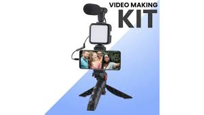 AY49 Video Making Kit with LED Light, Adjustable Tripod Stand, Wireless Remote, and Smartphone Holder – Complete Vlogging & Content Creation Set for YouTube, TikTok, and Instagram