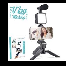 AY49 Video Making Kit with LED Light, Adjustable Tripod Stand, Wireless Remote, and Smartphone Holder – Complete Vlogging & Content Creation Set for YouTube, TikTok, and Instagram