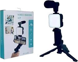 AY49 Video Making Kit with LED Light, Adjustable Tripod Stand, Wireless Remote, and Smartphone Holder – Complete Vlogging & Content Creation Set for YouTube, TikTok, and Instagram