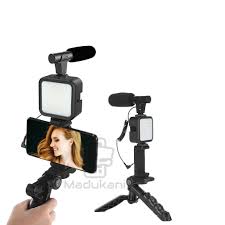 AY49 Vlogging Kit – Complete Video Making Set with LED Light, Tripod Stand, Microphone & Phone Holder for YouTube, TikTok, Live Streaming & Content Creation