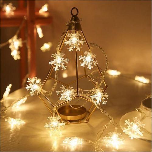 Christmas Lights Snowflake String Lights – 6M 40 LED Warm White Waterproof Fairy Lights for Xmas Tree, Garden, Bedroom, Party & Outdoor Décor