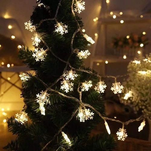 Christmas Lights Snowflake String Lights – 6M 40 LED Warm White Waterproof Fairy Lights for Xmas Tree, Garden, Bedroom, Party & Outdoor Décor