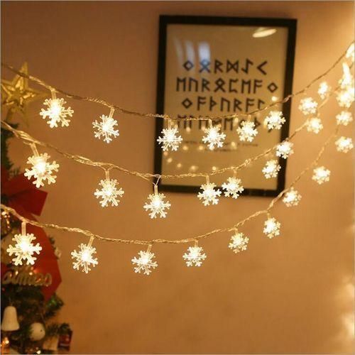 Christmas Lights Snowflake String Lights – 6M 40 LED Warm White Waterproof Fairy Lights for Xmas Tree, Garden, Bedroom, Party & Outdoor Décor