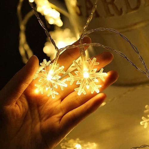 Christmas Lights Snowflake String Lights – 6M 40 LED Warm White Waterproof Fairy Lights for Xmas Tree, Garden, Bedroom, Party & Outdoor Décor
