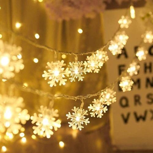Christmas Lights Snowflake String Lights – 6M 40 LED Warm White Waterproof Fairy Lights for Xmas Tree, Garden, Bedroom, Party & Outdoor Décor