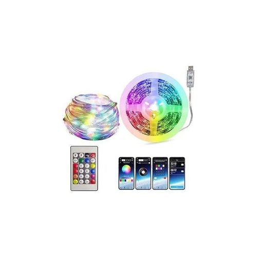 RGB LED Fairy String Lights with Remote Control, USB Powered, Waterproof Copper Wire Lights with Music Sync Twinkle Effect for Christmas, Wedding, Party, and Outdoor Decoration