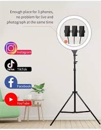 18" 3-Mode LED Ring Light with Adjustable Tripod Stand, Remote Control & Phone Holder – Dimmable Lighting for Makeup, Photography, and Video Shooting.