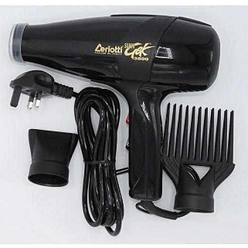 Ceriotti Super GEK 3000 Professional Blow Dry Hair Dryer Sleek Black Design High Speed Airflow Adjustable Heat Settings Lightweight Ergonomic Styling Tool for Salon Results at Home